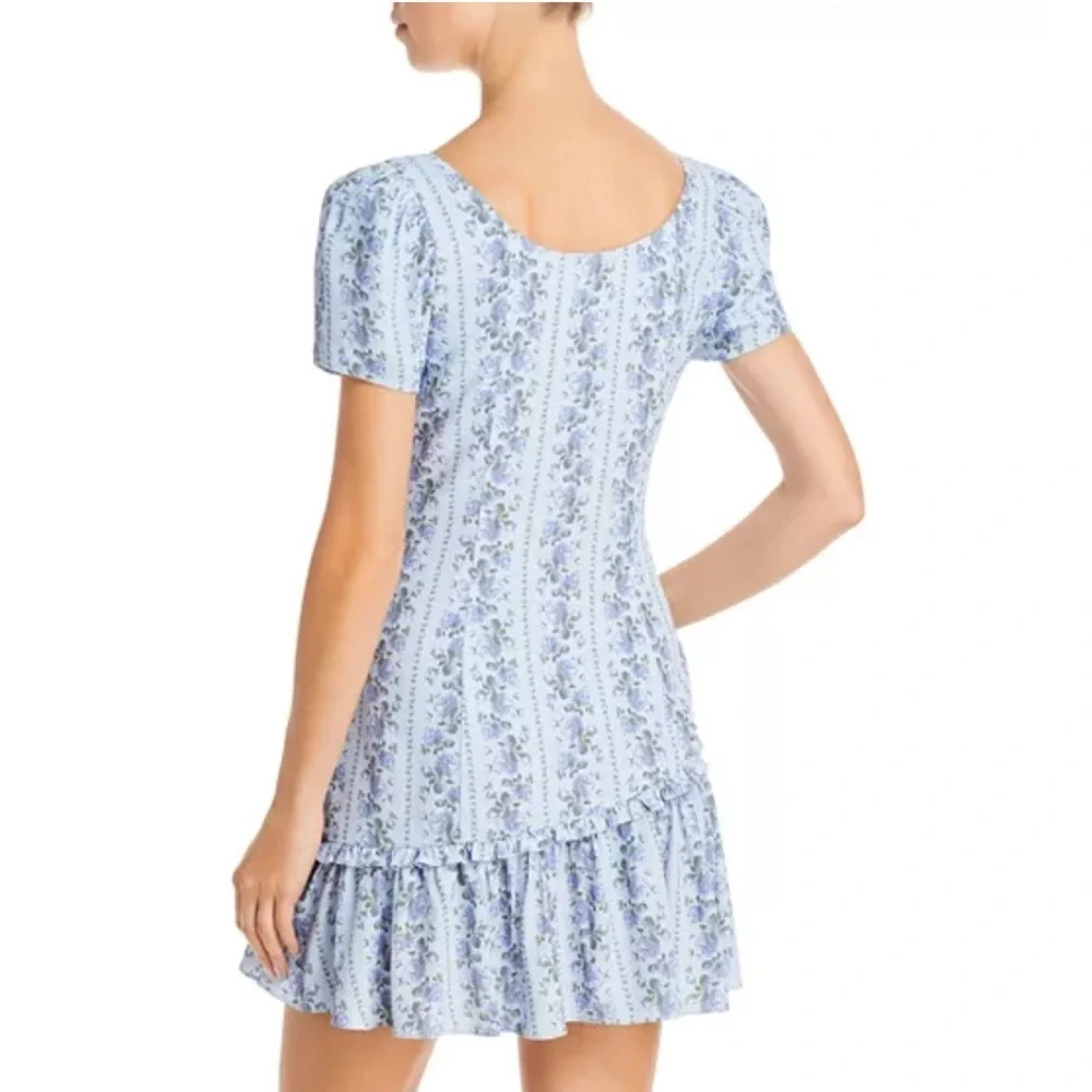 LoveShackFancy Solus Blue Floral Mini Dress Size 4 NEW!